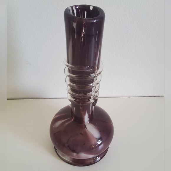 Vintage Czech Bud Splatter Glass Vase - Picture 2 of 5